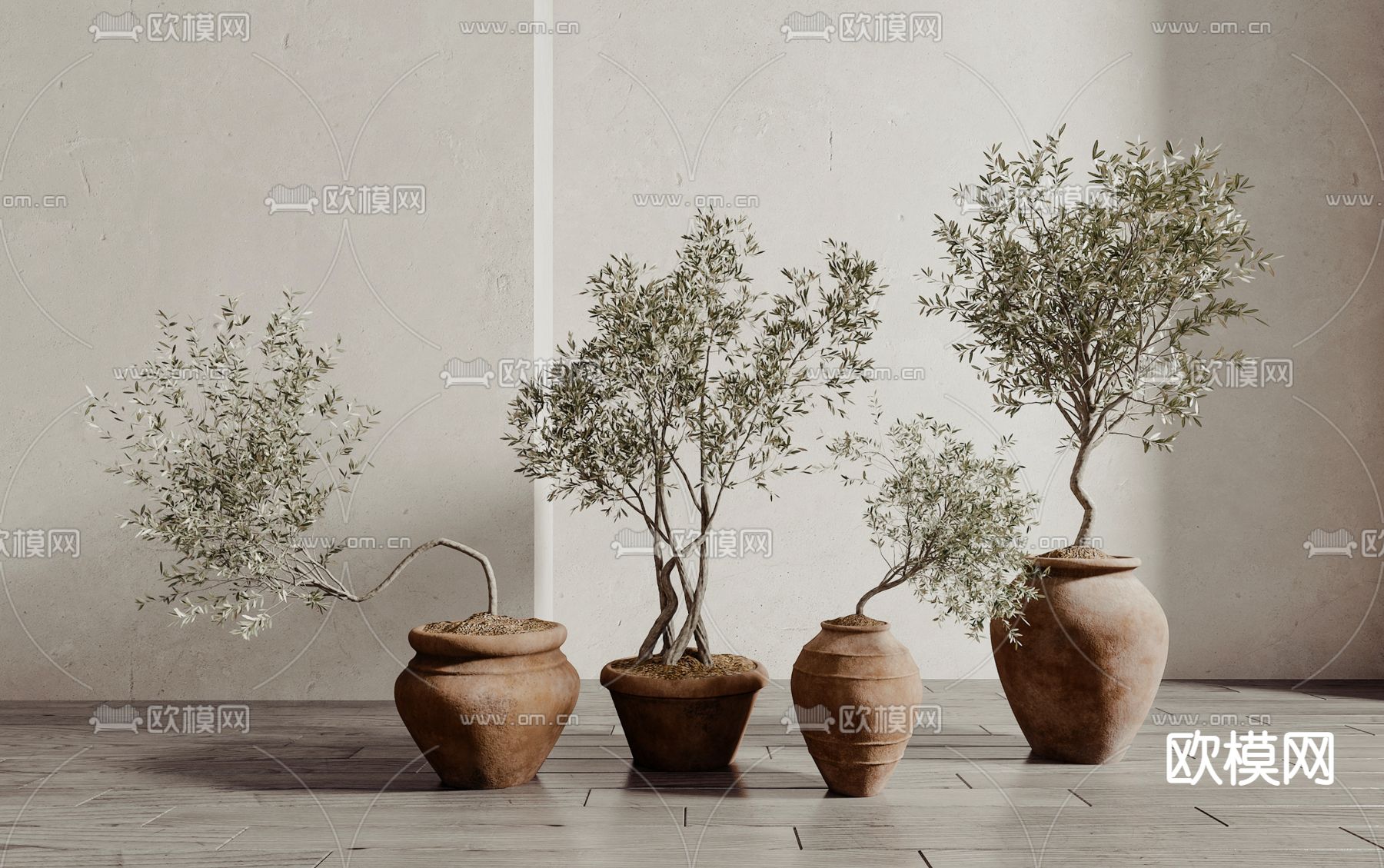 侘寂风绿植盆栽3d模型下载