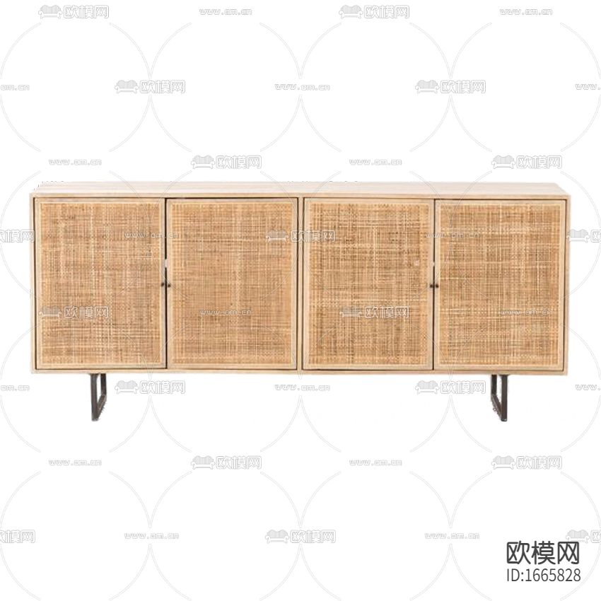 日式原木编织面边柜下载