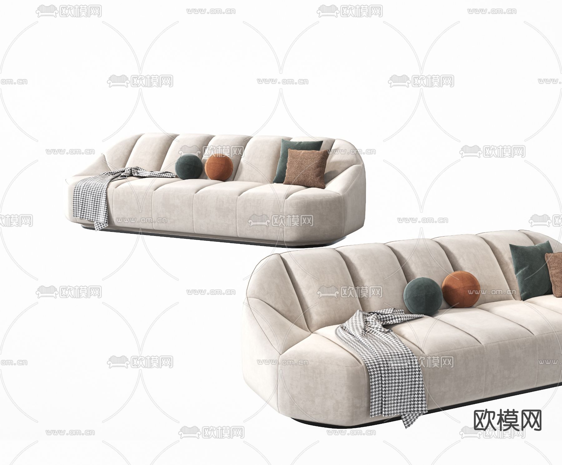 现代布艺沙发3d模型下载
