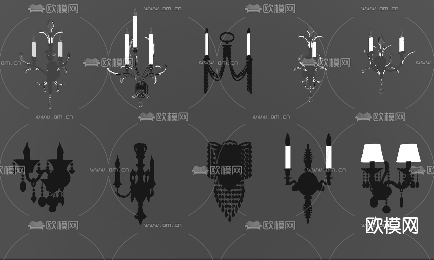 欧式金属壁灯su模型下载（渲染图2）