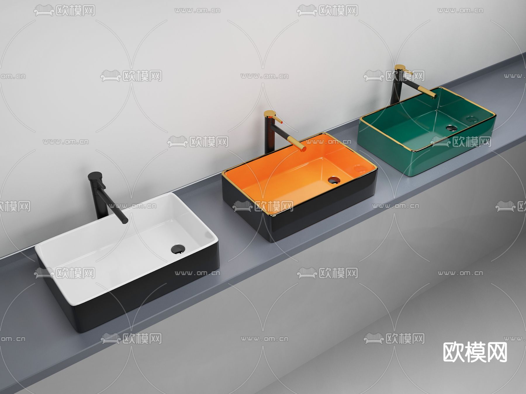 现代洗手台洗手盆3d模型