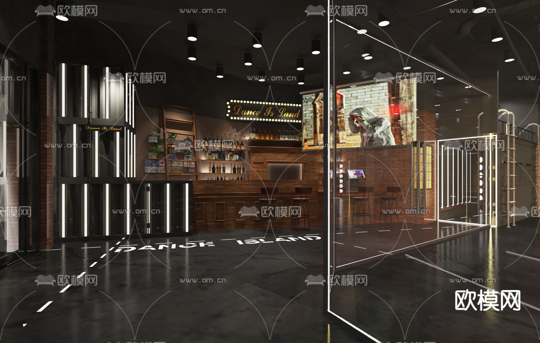 工业风舞蹈教室3d模型