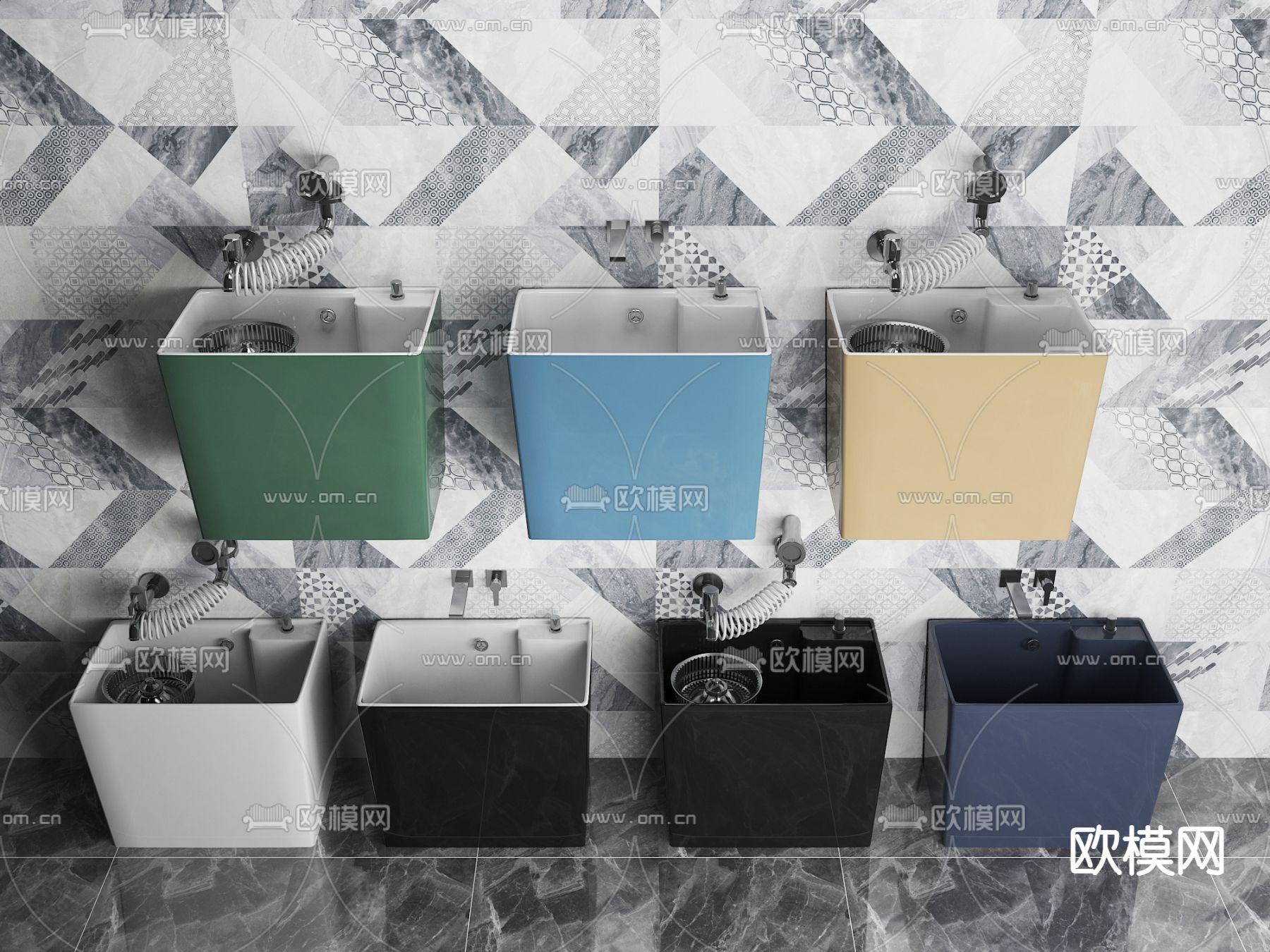 现代拖把池3d模型下载