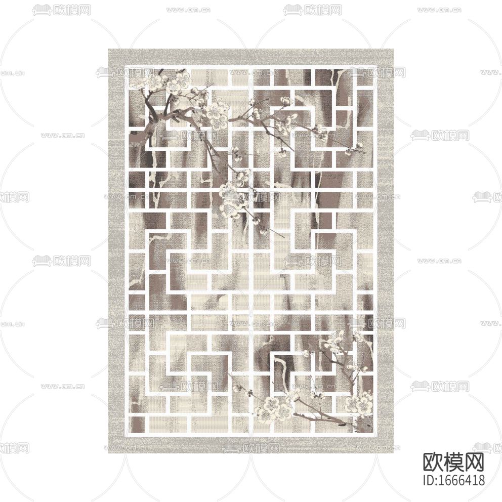 新中式禅意几何印花布艺地毯