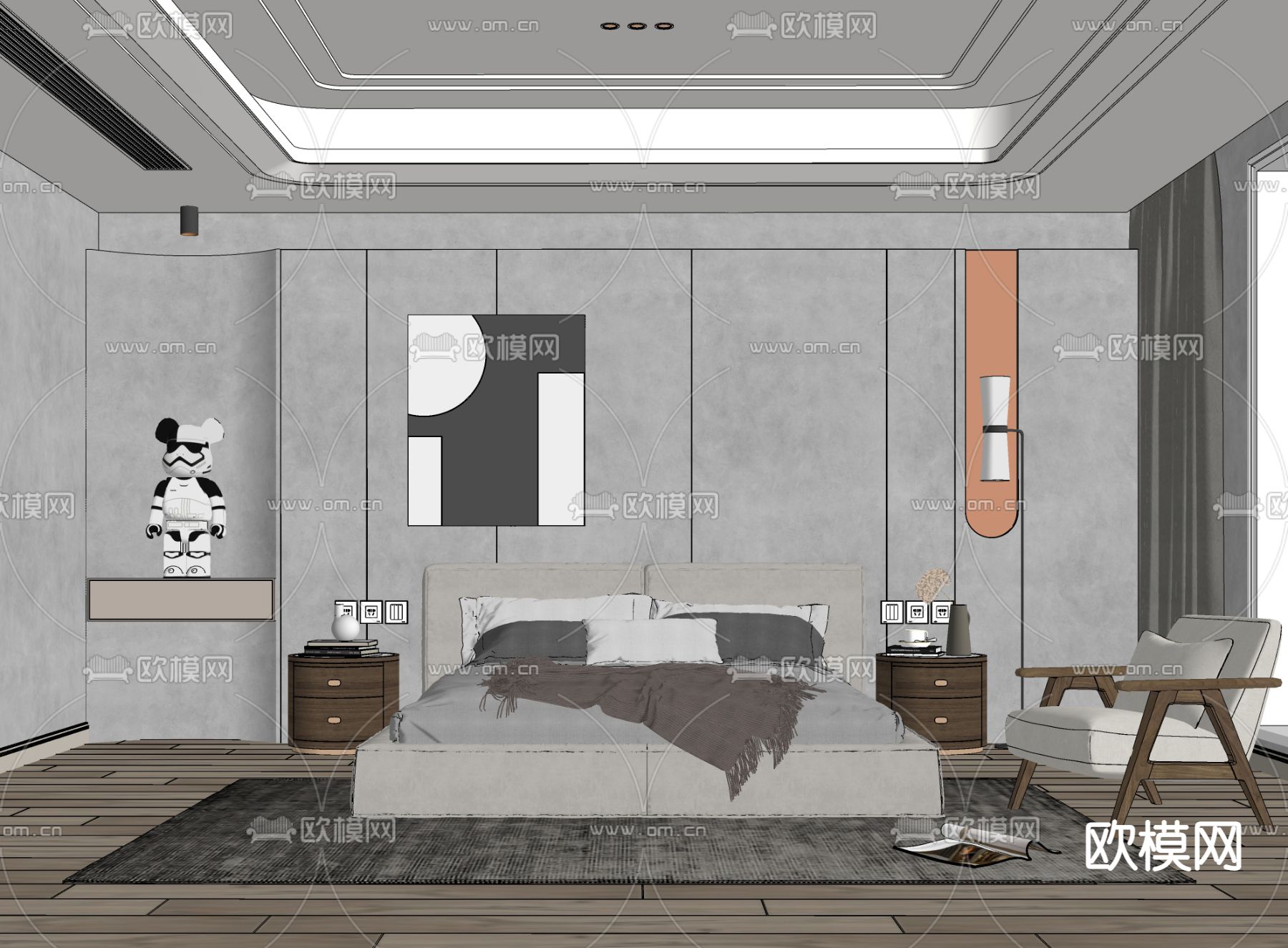 现代卧室su模型