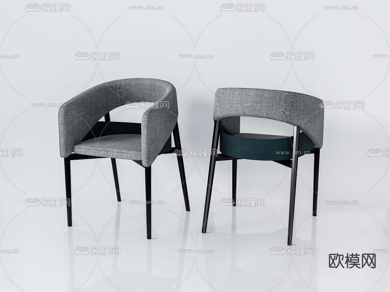 现代布艺休闲椅su模型下载（渲染图1）