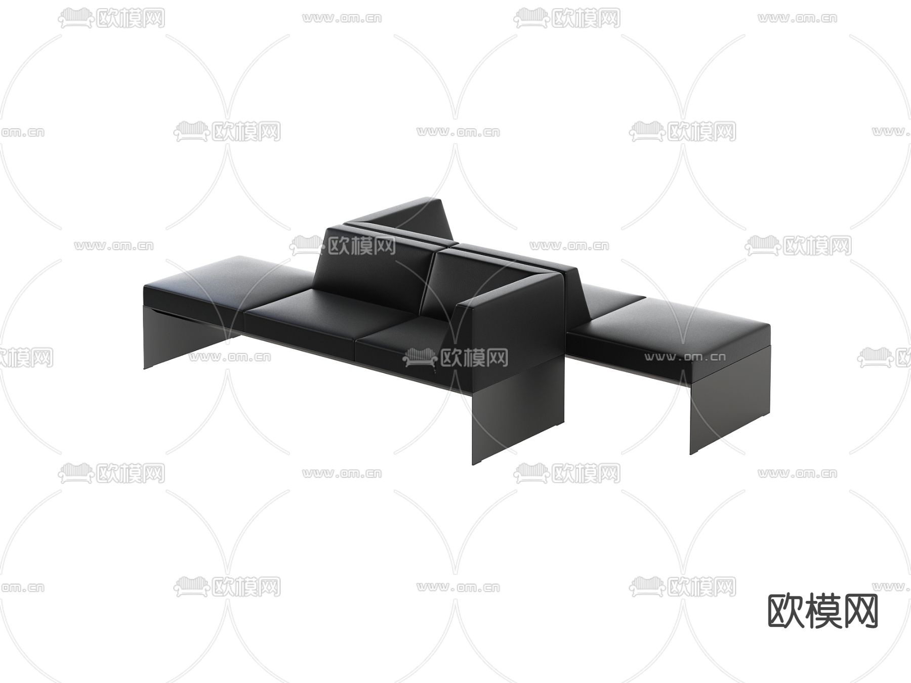 现代皮革办公沙发3d模型