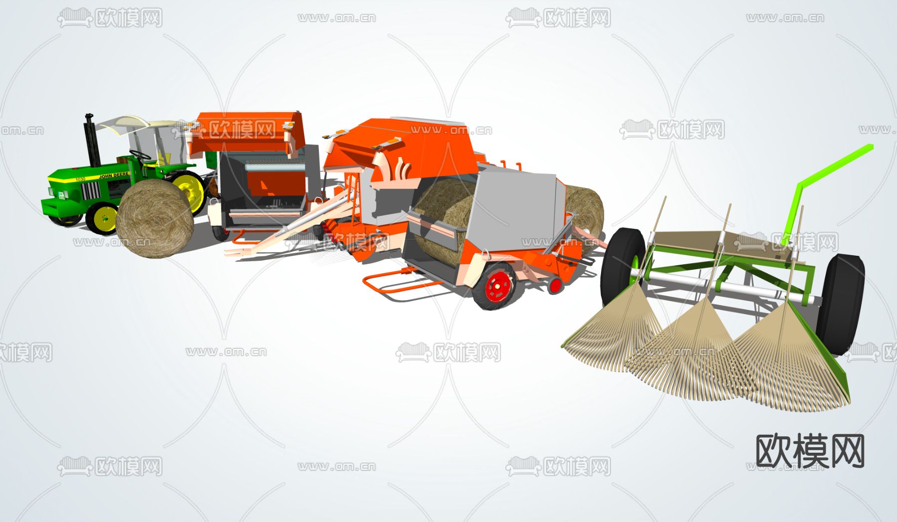 现代机械农具拖拉机su模型下载（渲染图1）