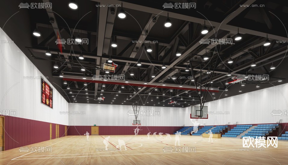 现代室内篮球馆3d模型下载