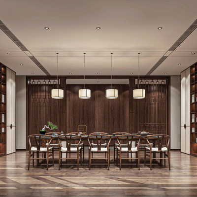  新中式茶楼su模型 