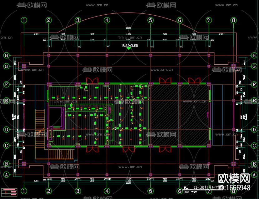 吐司餐厅cad施工图下载（渲染图4）