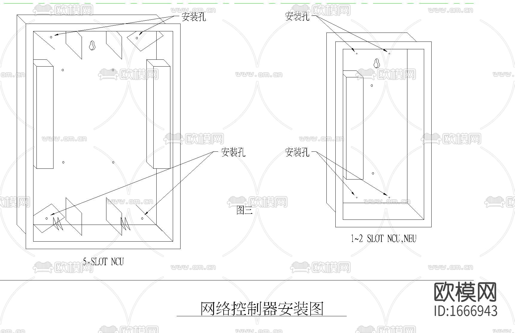 弱电控制元件安装cad大样图下载（渲染图3）