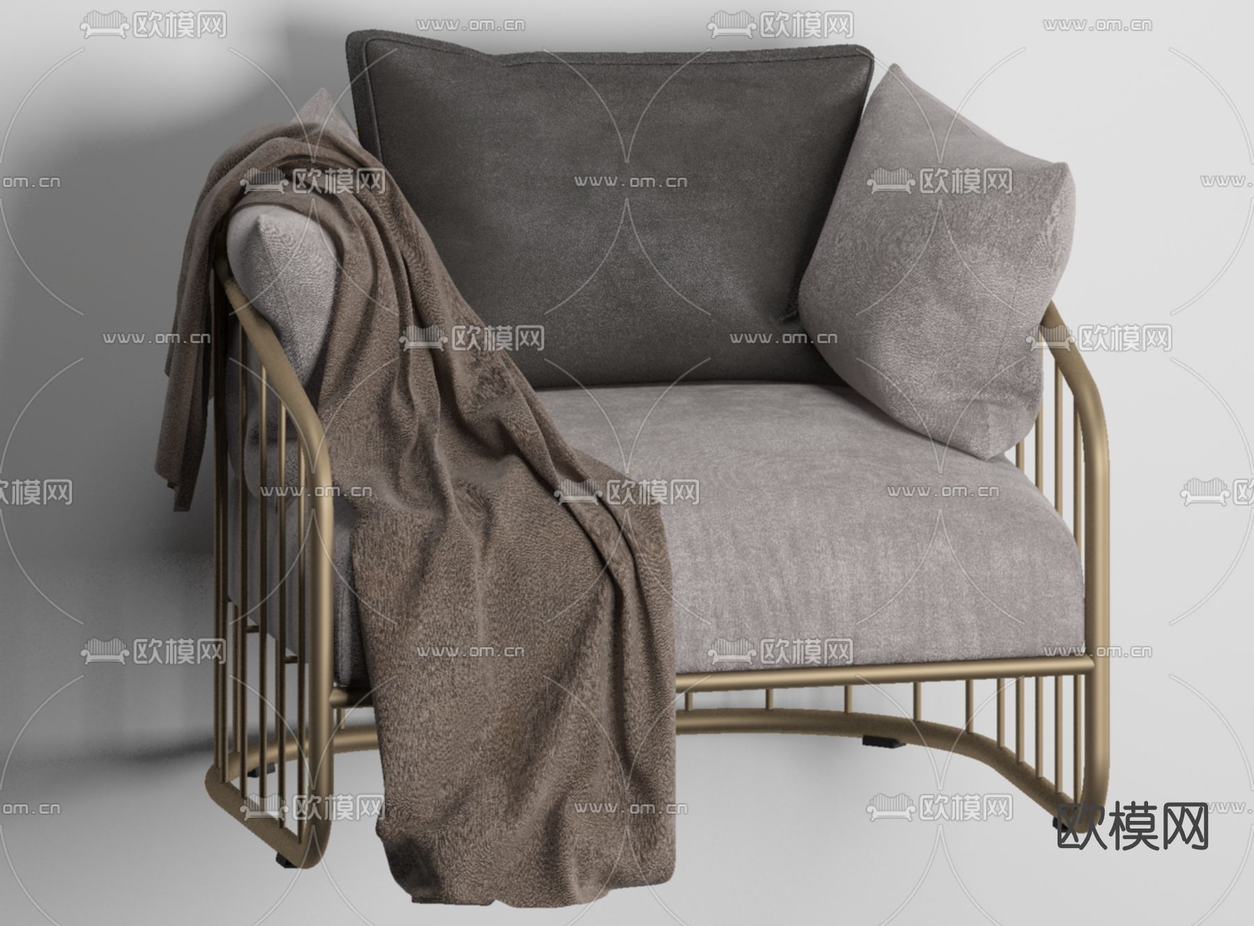 现代布艺单人沙发免费3d模型下载