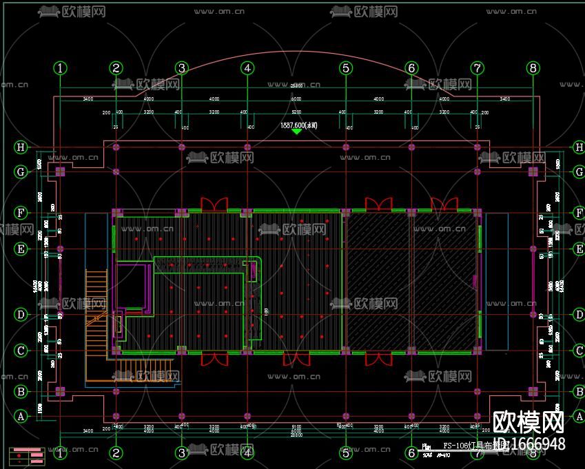 吐司餐厅cad施工图下载（渲染图3）