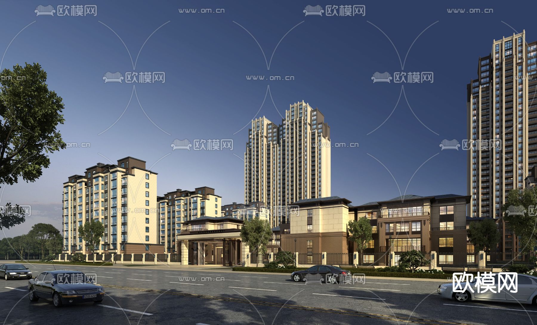 新古典住宅楼外观3d模型下载