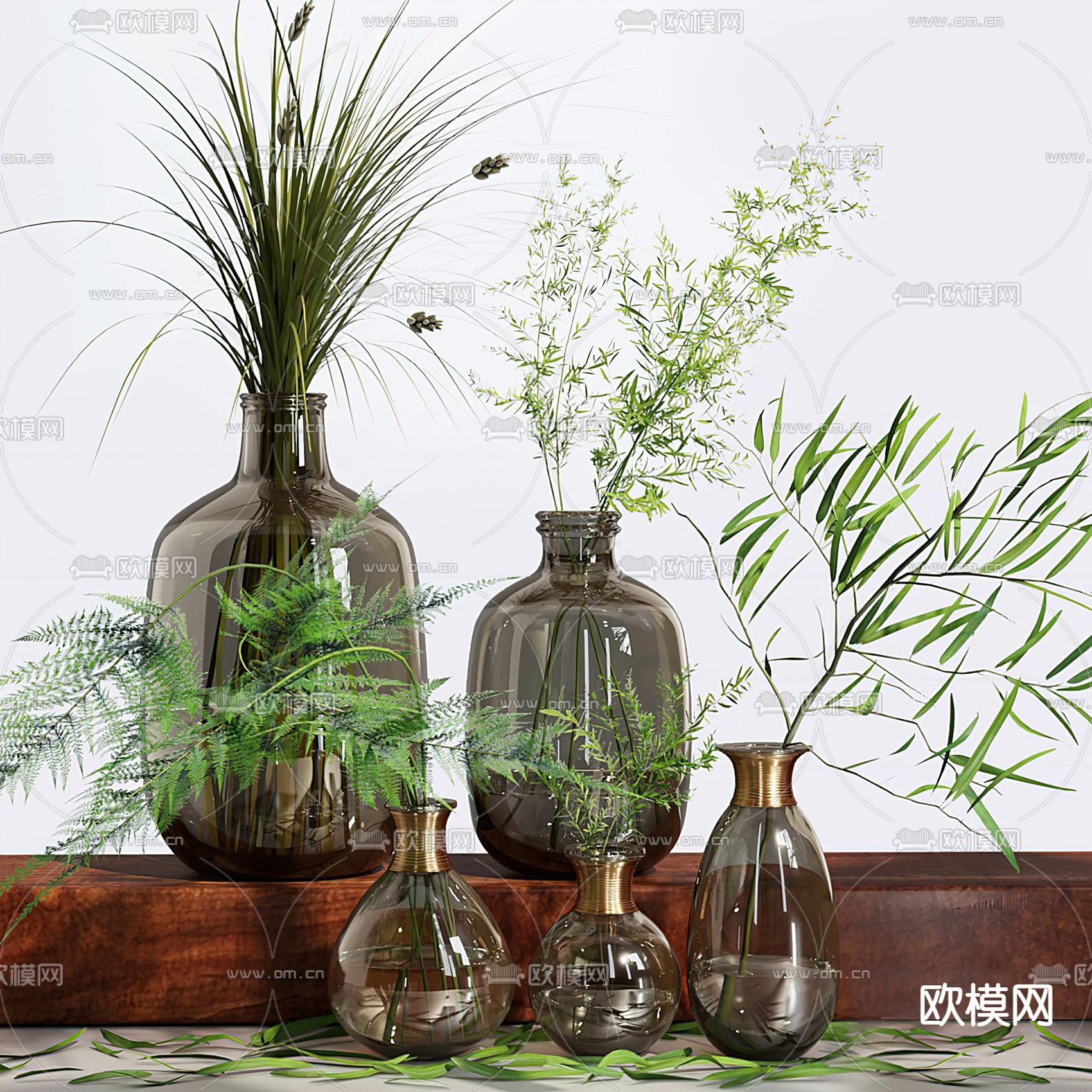 现代水生植物花瓶花艺3d模型下载