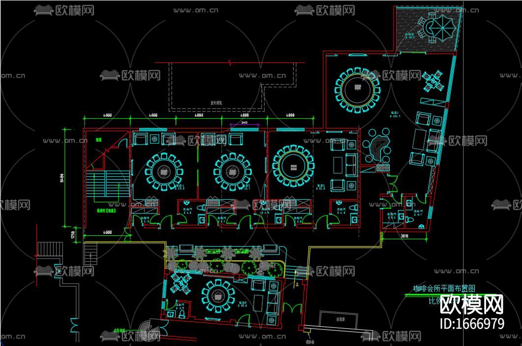 咖啡厅cad施工图下载（渲染图5）