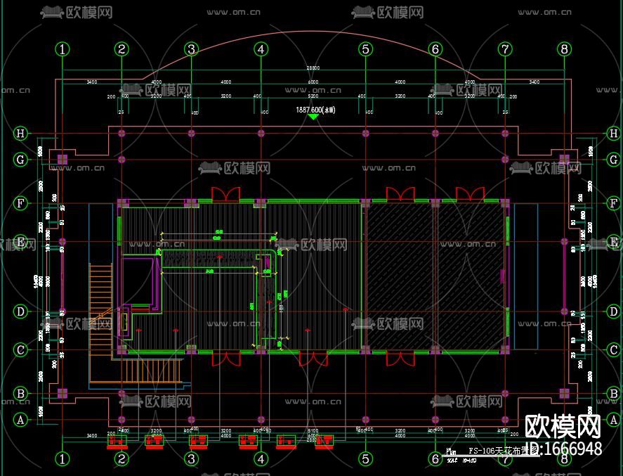 吐司餐厅cad施工图下载（渲染图8）