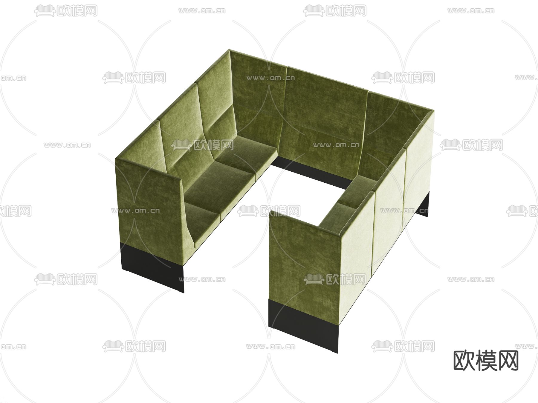 现代布艺办公卡座沙发3d模型下载
