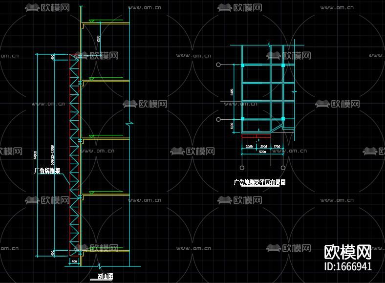 广告牌cad施工图下载（渲染图2）