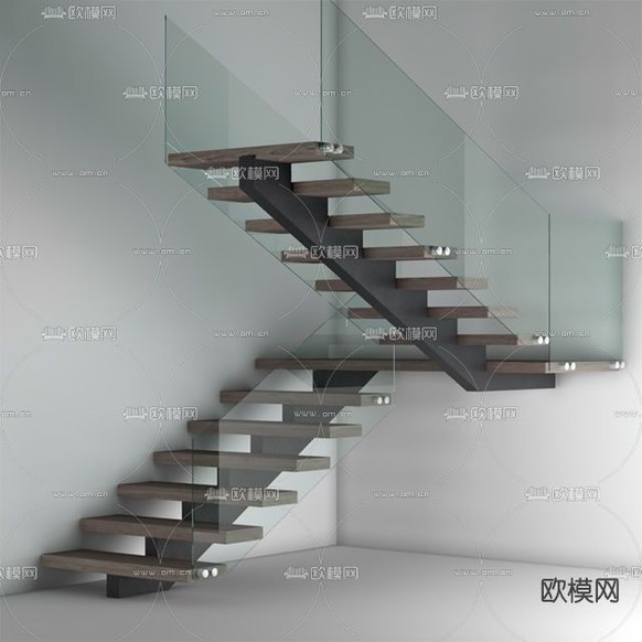 现代玻璃楼梯免费3d模型下载
