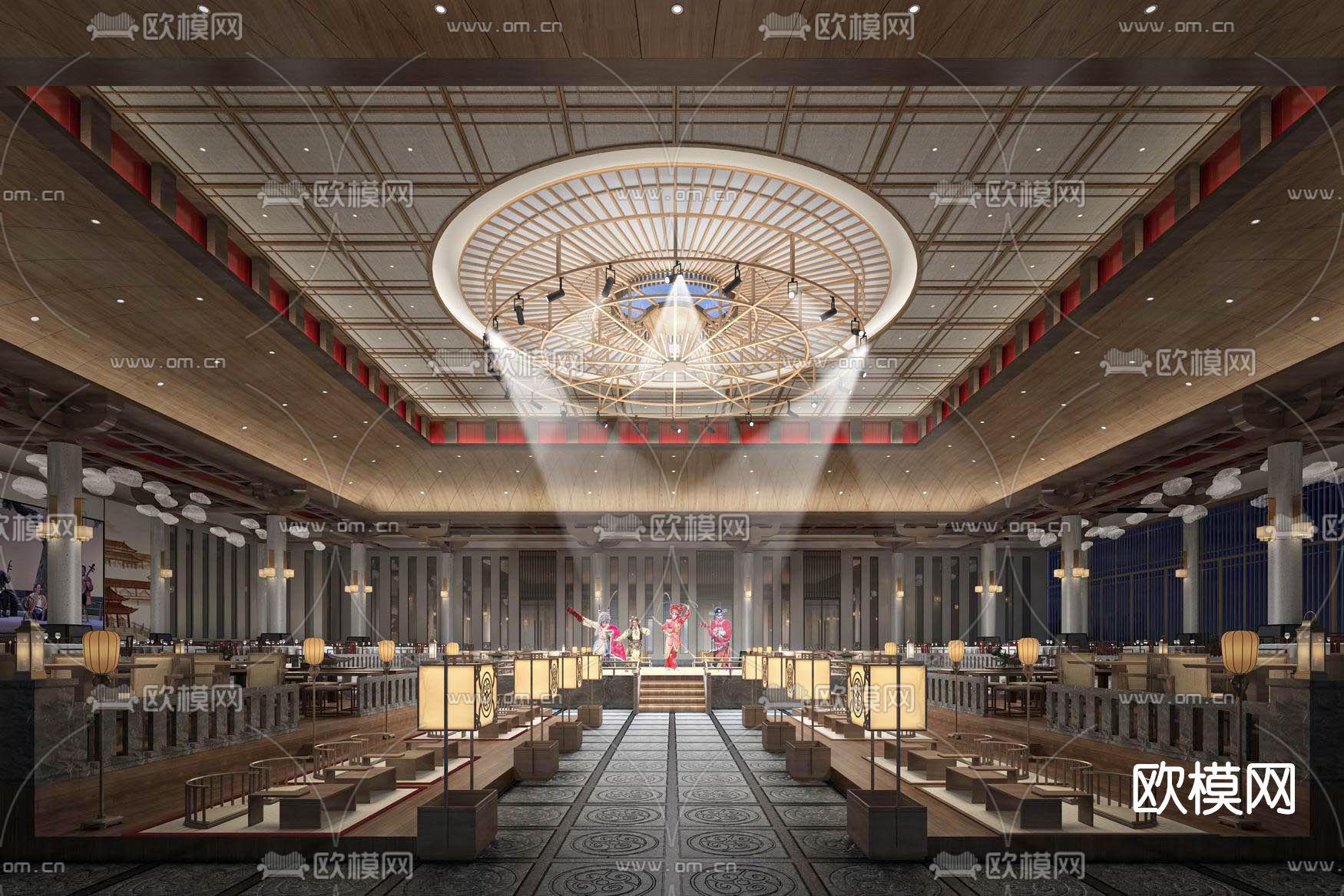 新中式剧院su模型下载（渲染图1）