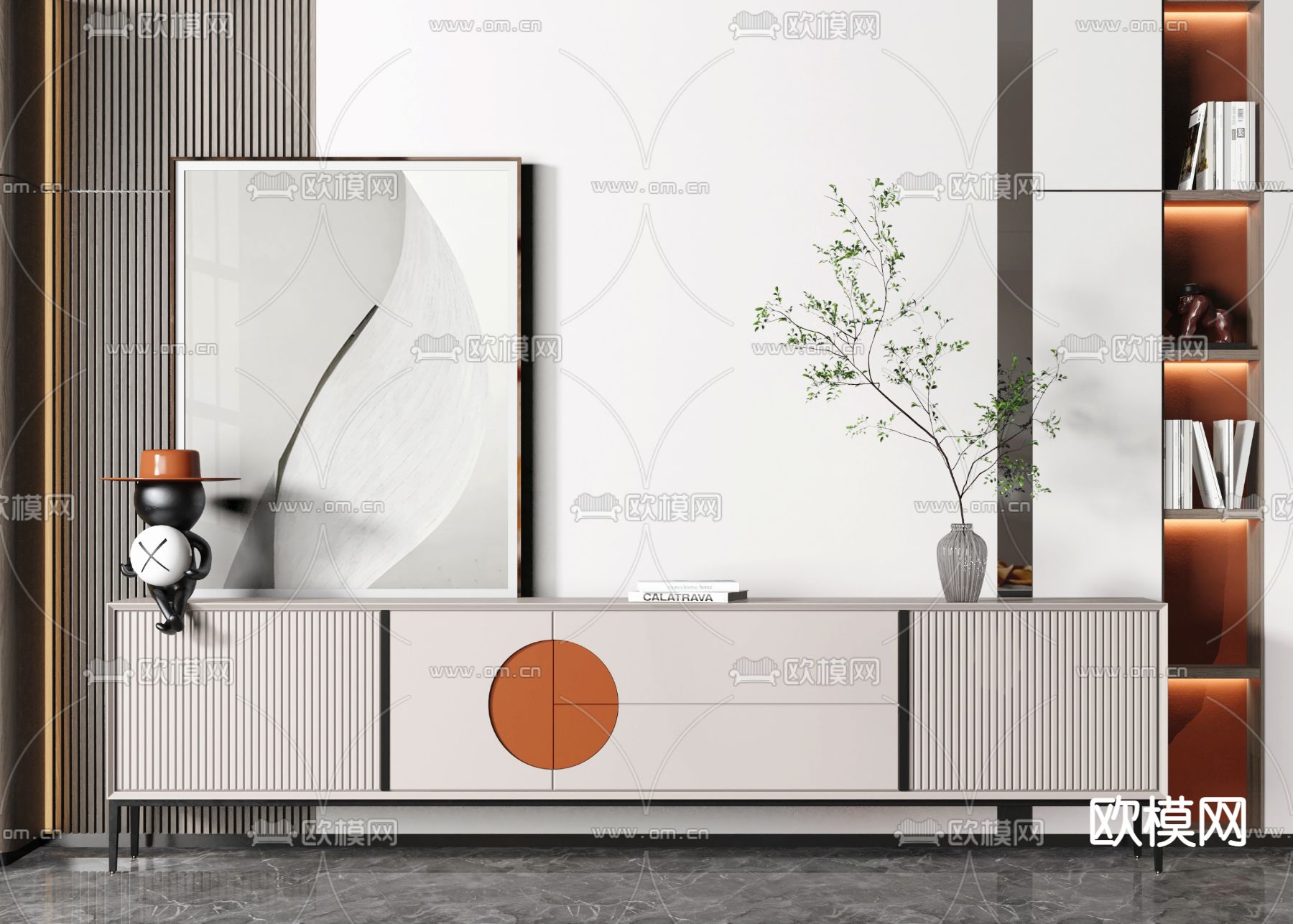 现代电视柜3d模型下载