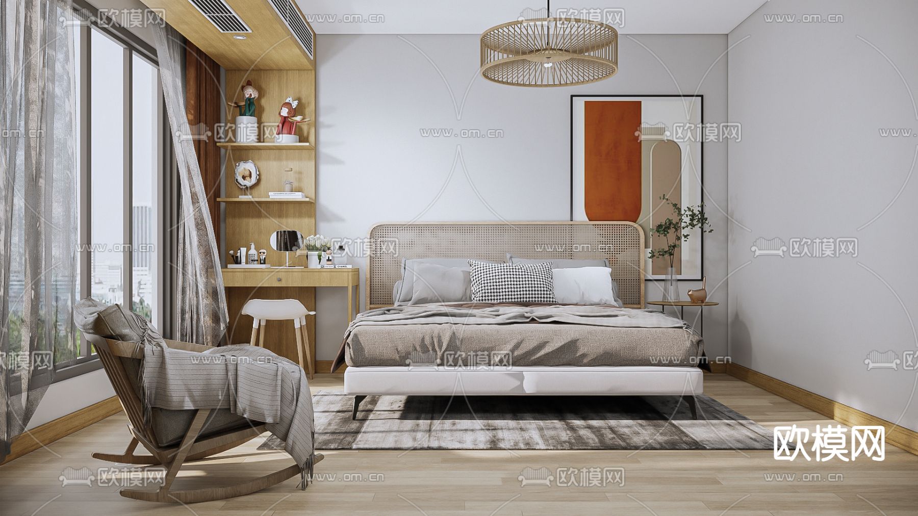 侘寂卧室su模型下载（渲染图1）