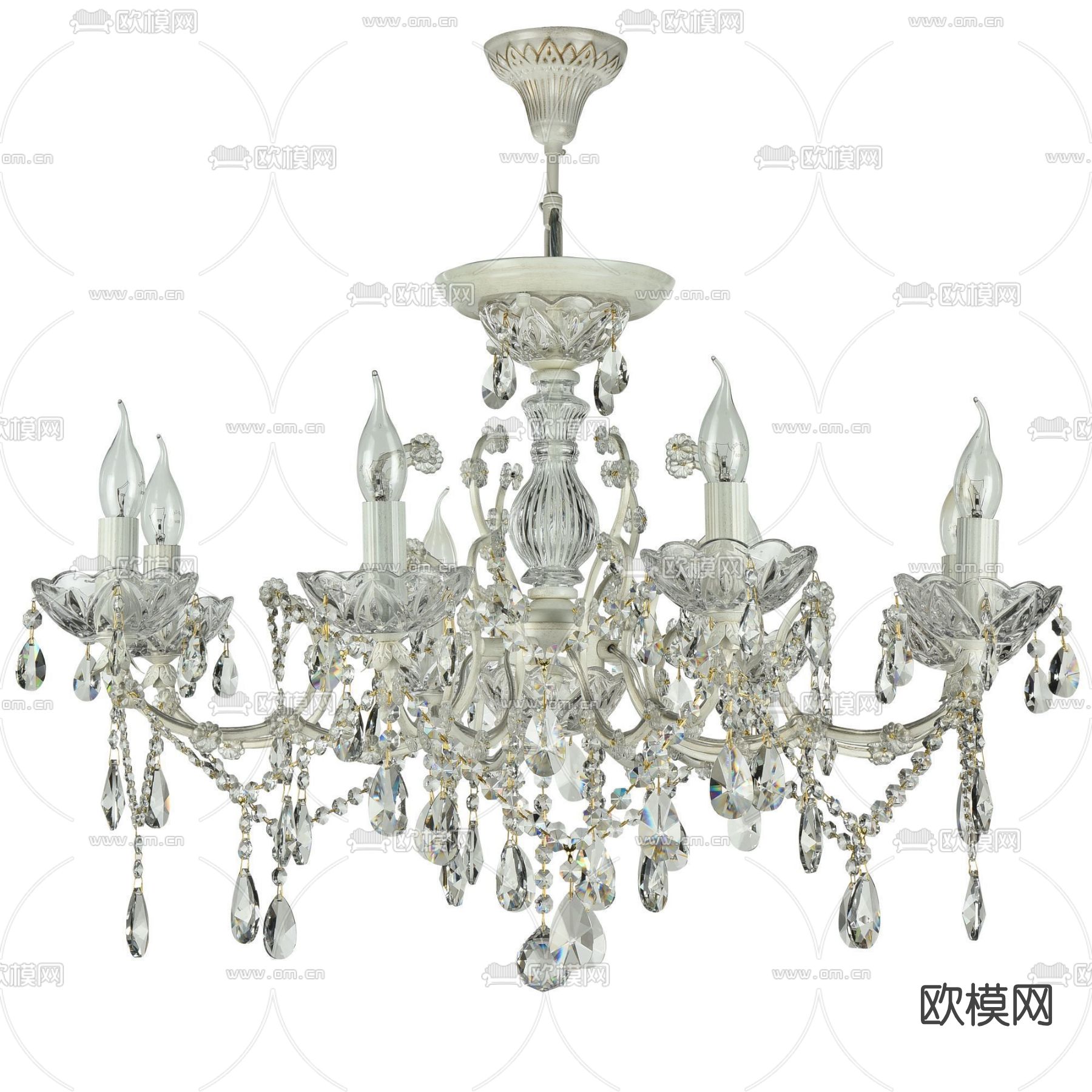 简欧水晶吊灯免费3d模型下载