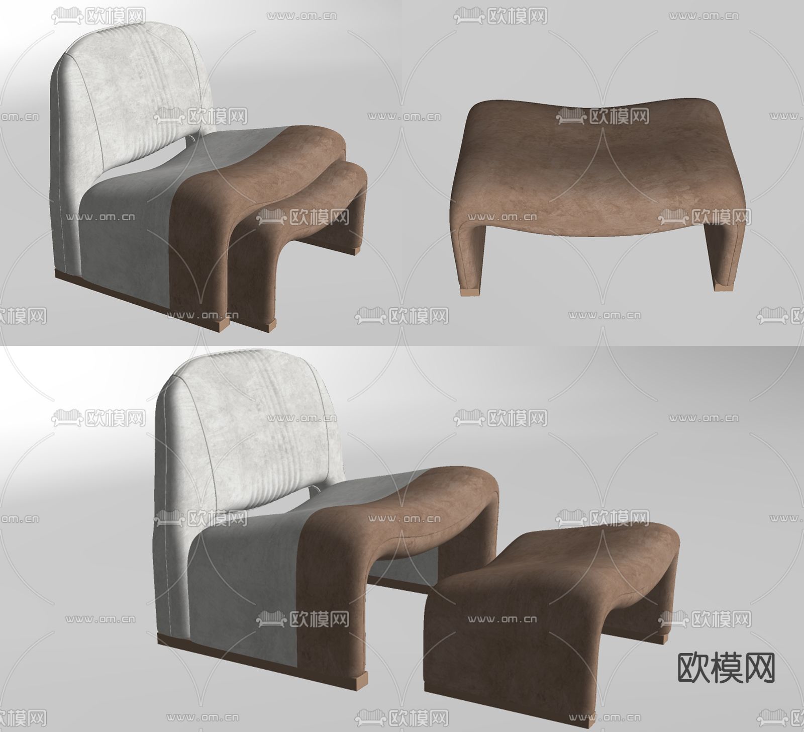 现代布艺休闲沙发su模型下载（渲染图2）