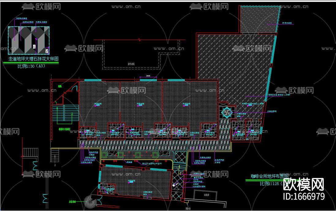 咖啡厅cad施工图下载（渲染图4）