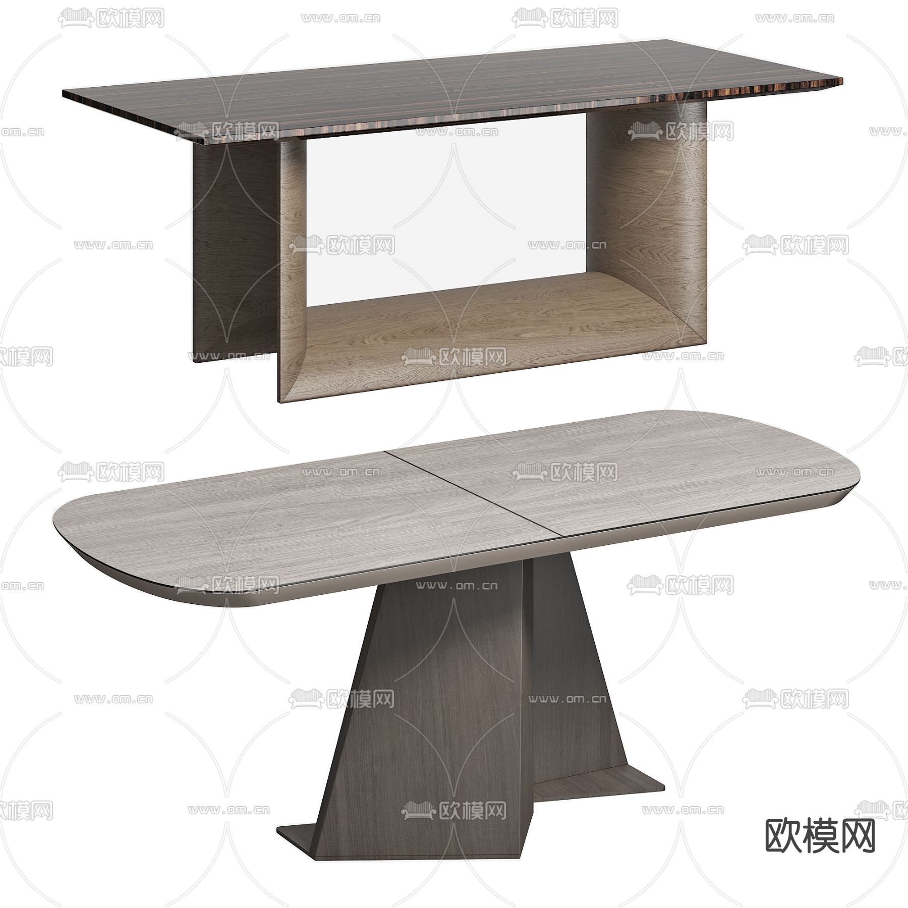 后现代实木餐桌3d模型下载