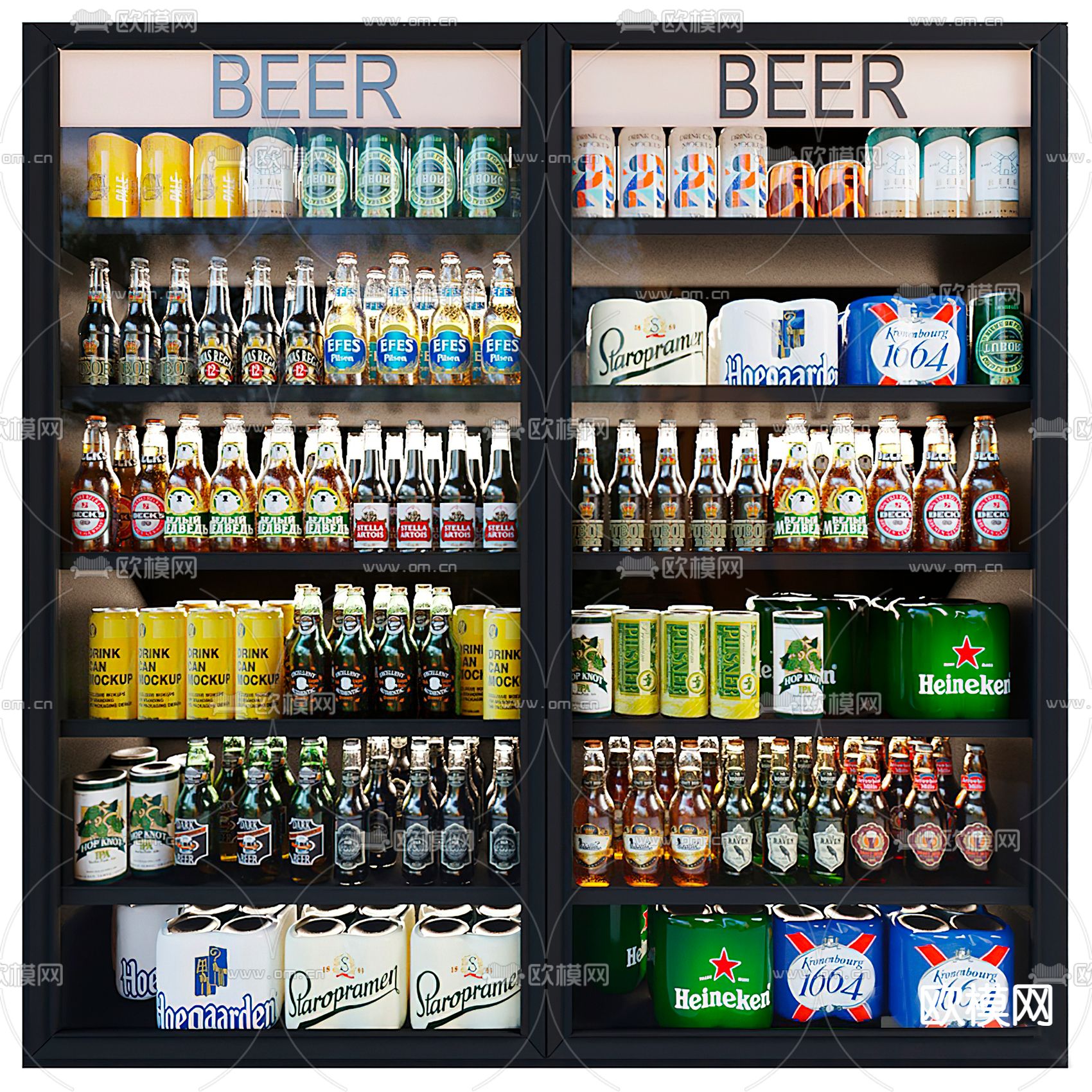 现代啤酒冰箱3d模型下载