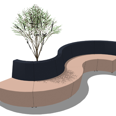  现代异形公用椅su模型 