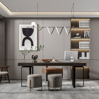 现代书房su模型