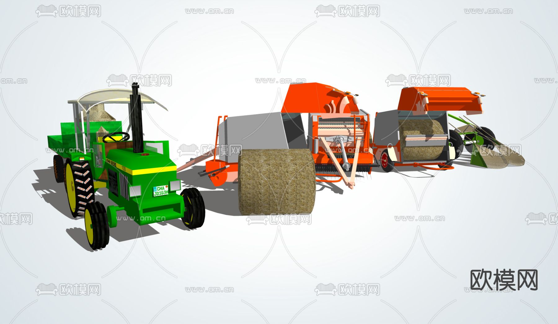 现代机械农具拖拉机su模型下载（渲染图2）