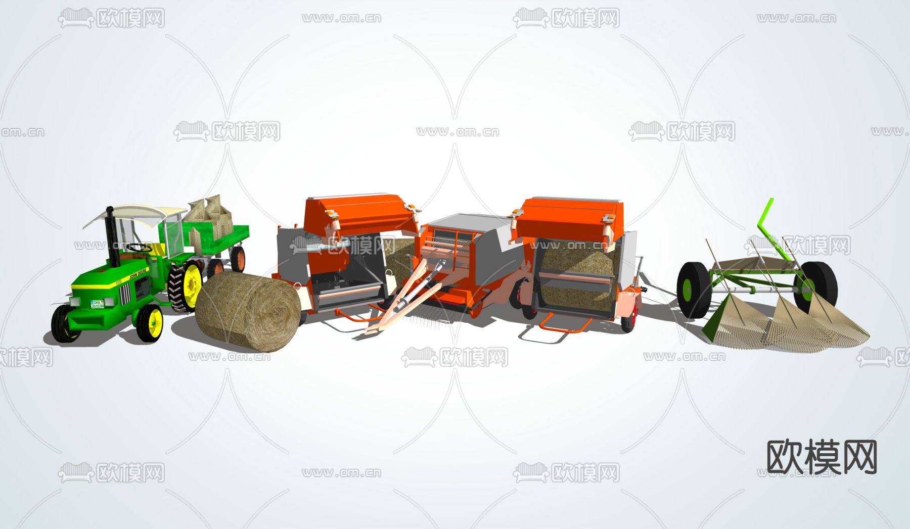 现代机械农具拖拉机su模型下载（渲染图3）