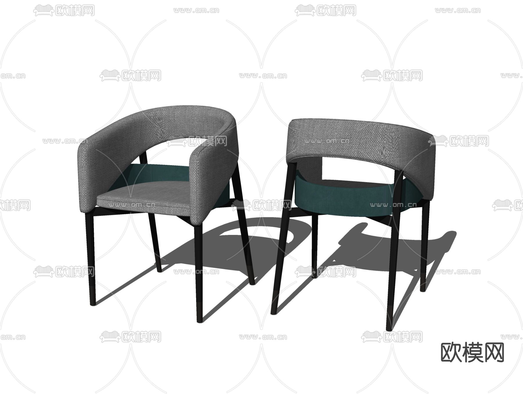 现代布艺休闲椅su模型下载（渲染图2）