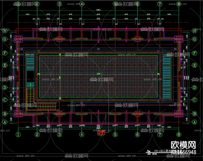 吐司餐厅cad施工图下载（渲染图2）
