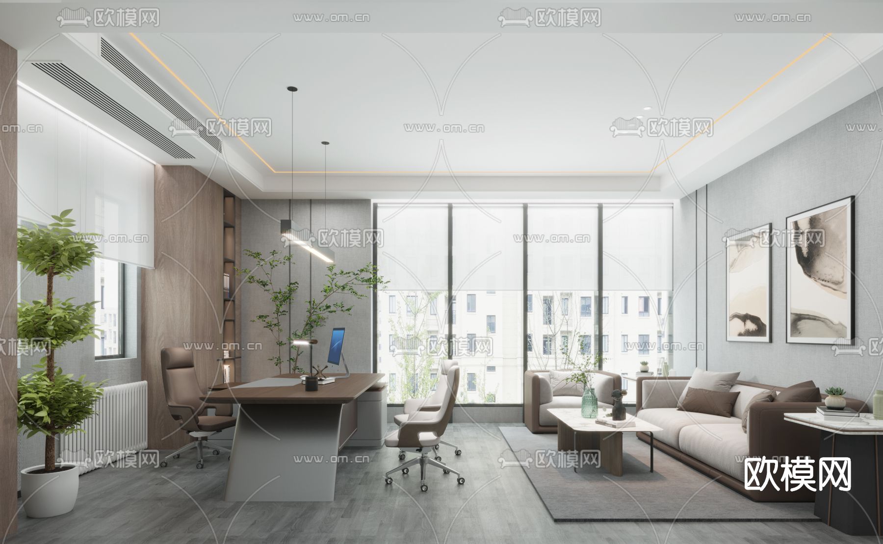 现代总经理办公室3d模型