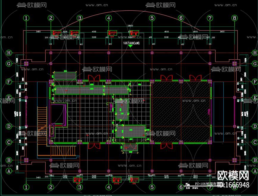 吐司餐厅cad施工图下载（渲染图1）