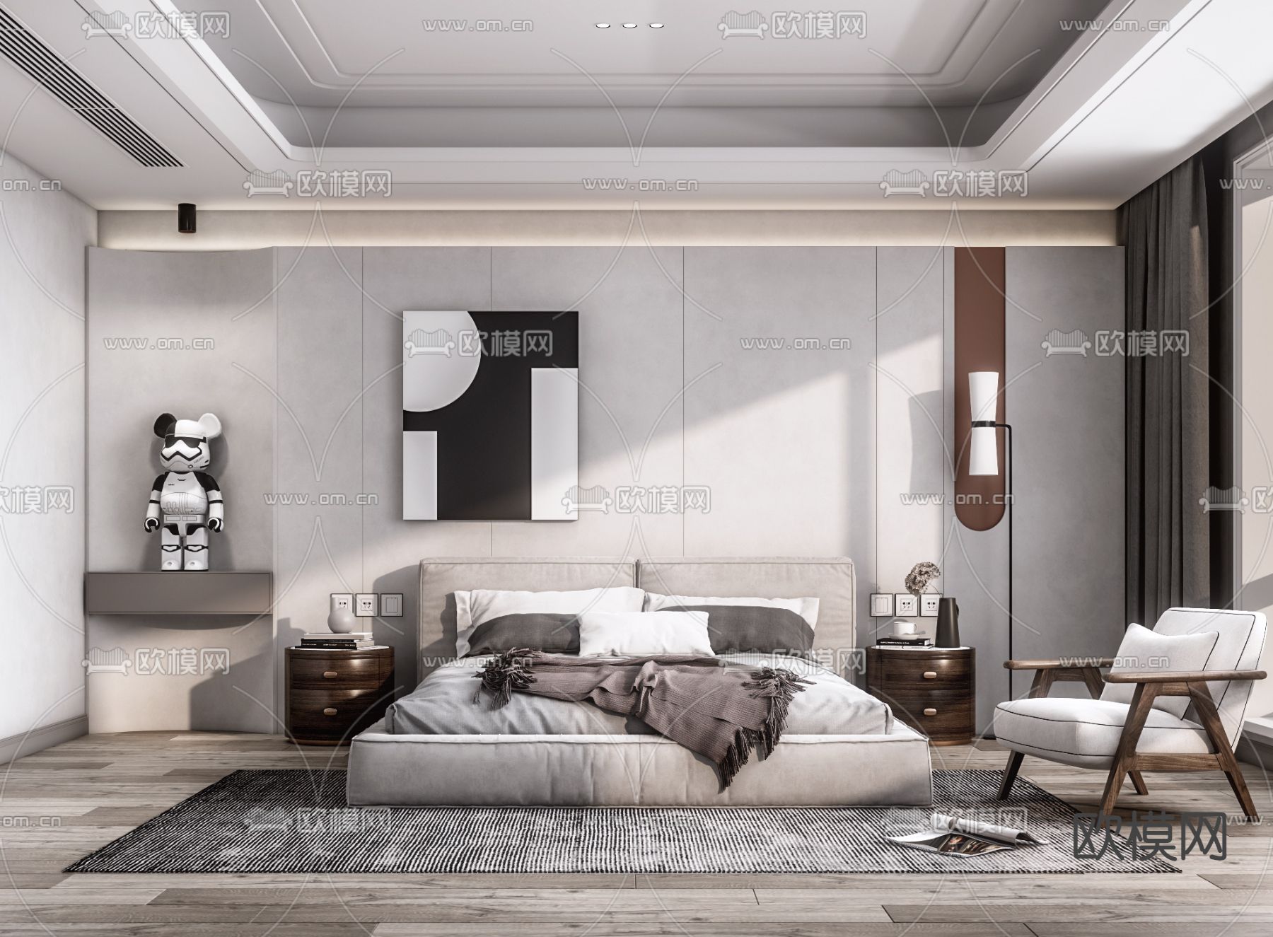 现代卧室su模型
