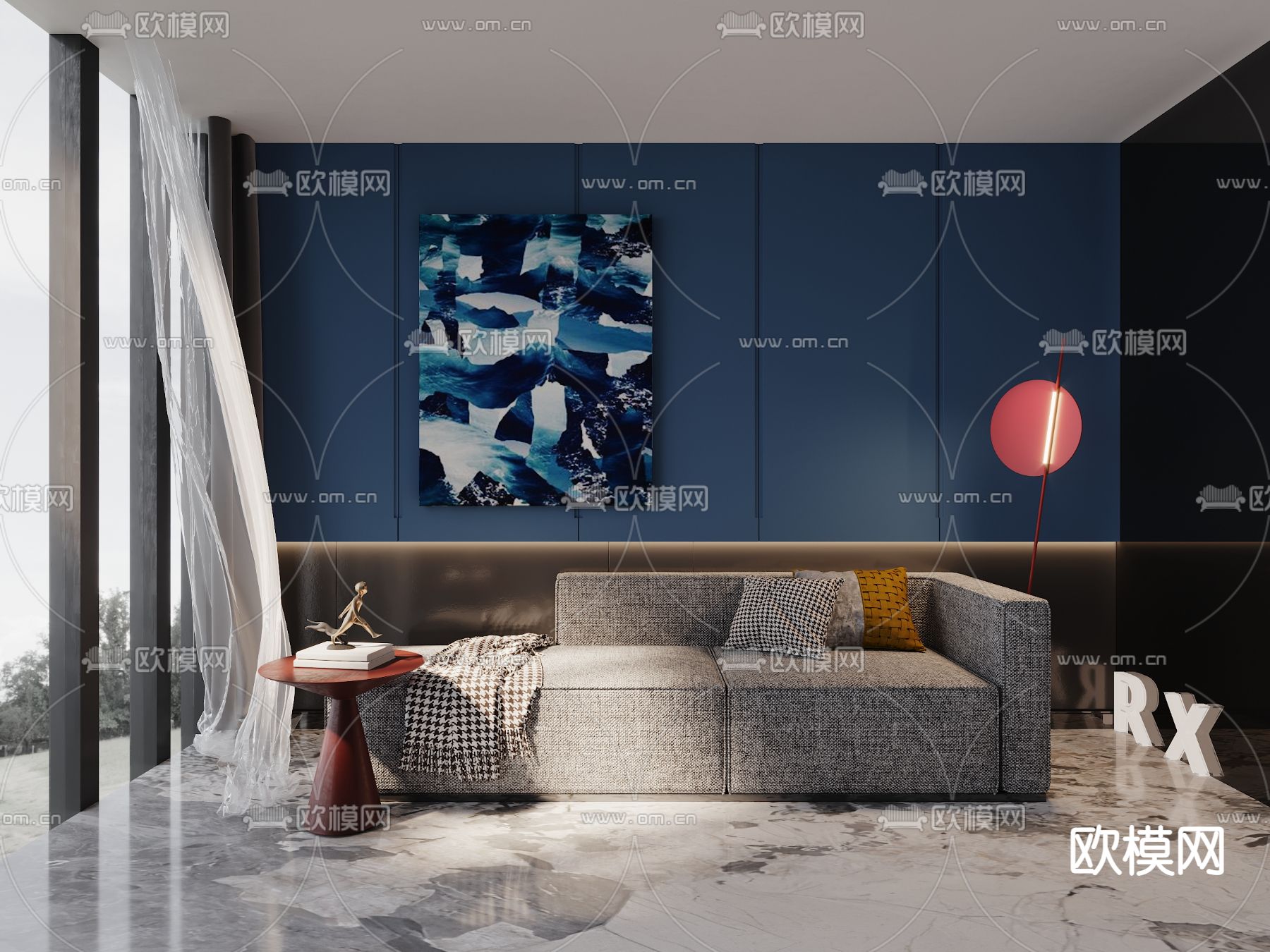现代布艺贵妃椅3d模型