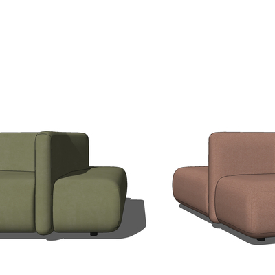  现代绒布办公沙发su模型 