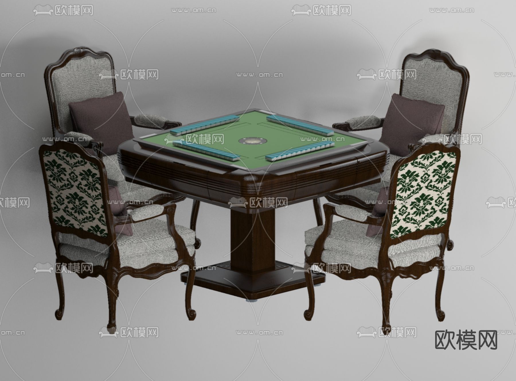 美式麻将桌椅免费3d模型