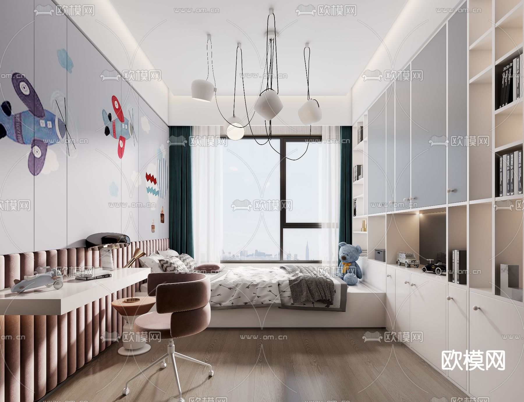 现代榻榻米儿童房3d模型下载