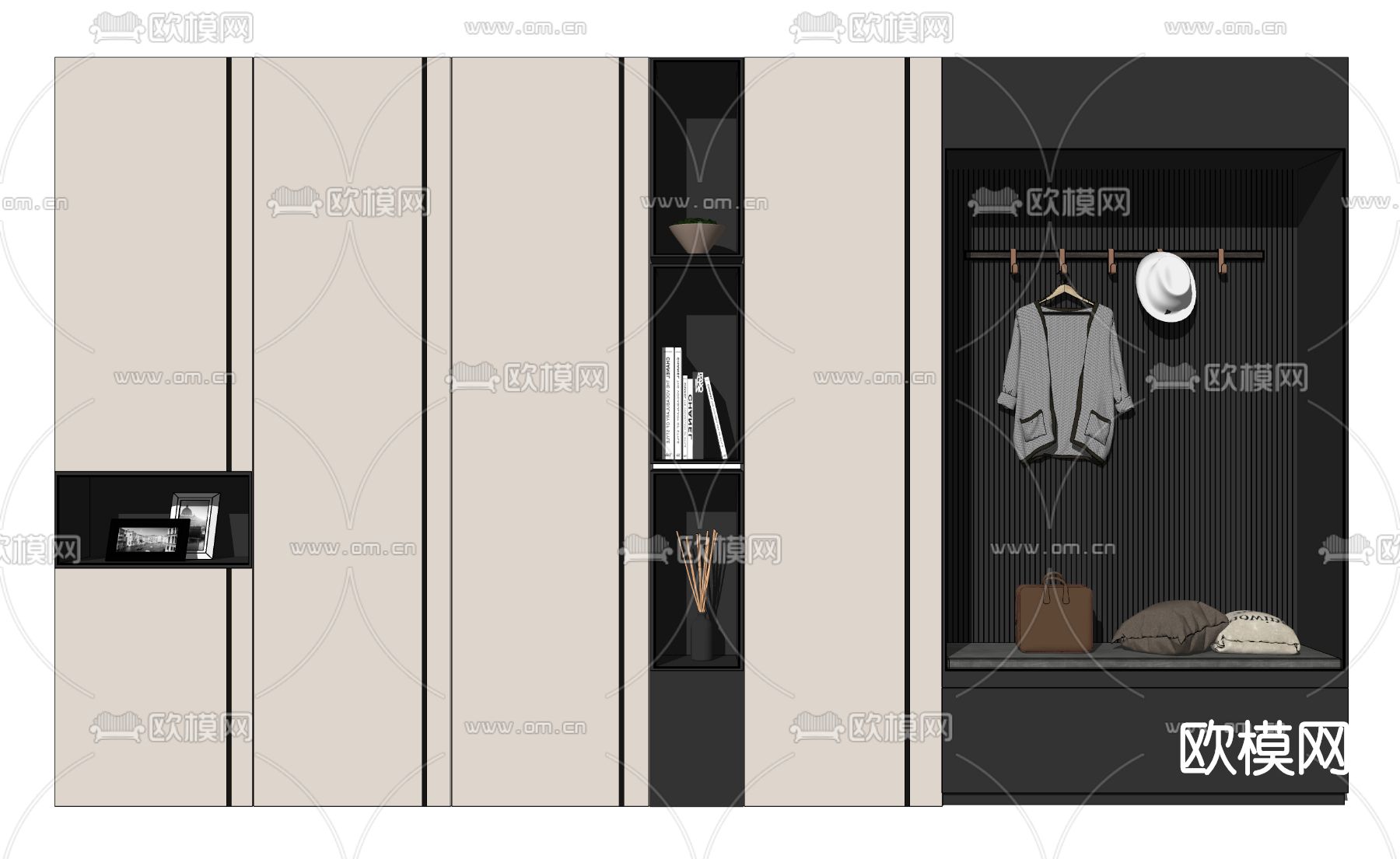 现代入户鞋柜su模型下载