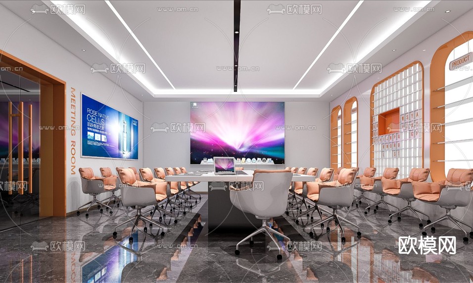 现代会议室3d模型下载