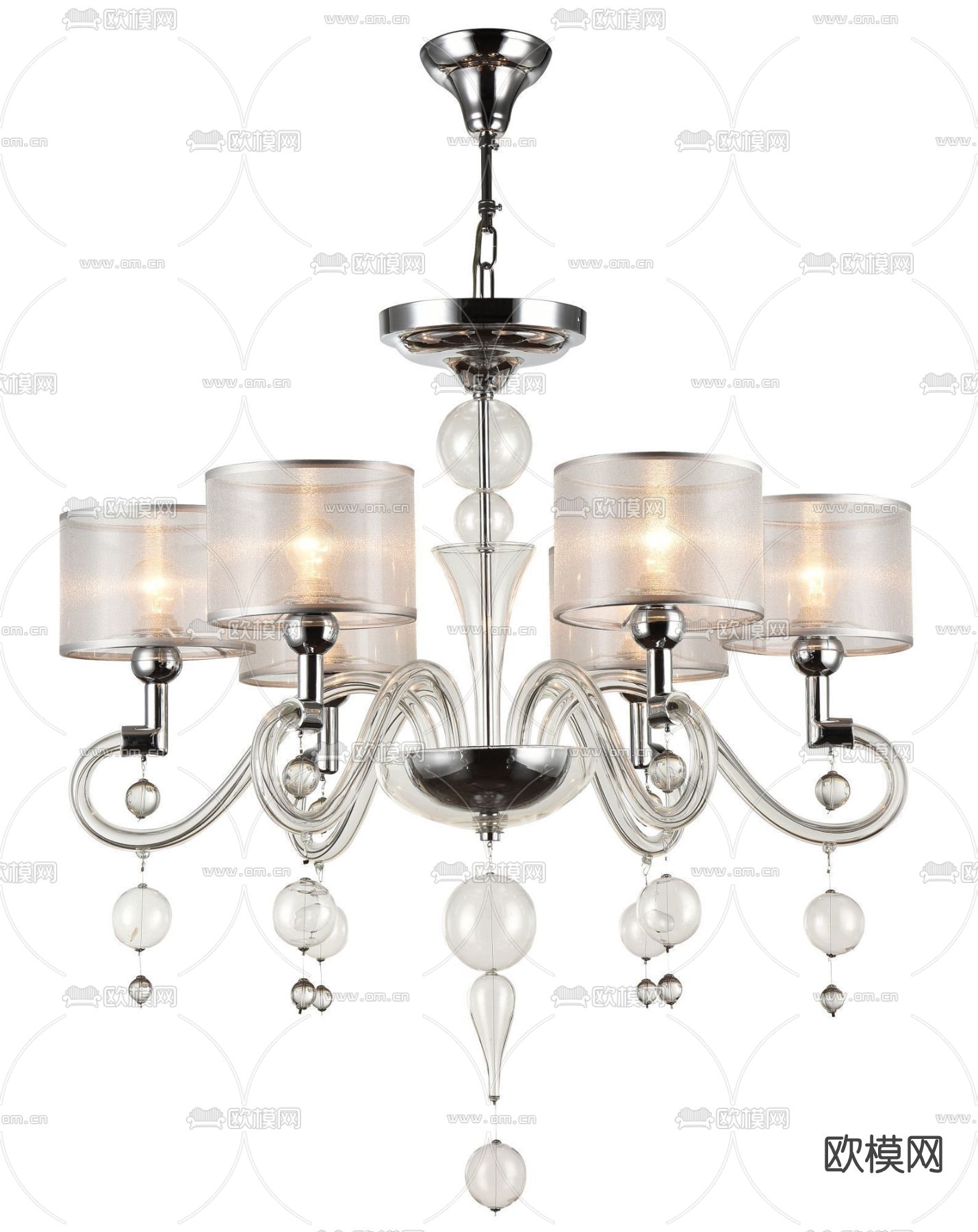 美式烛台吊灯免费3d模型下载