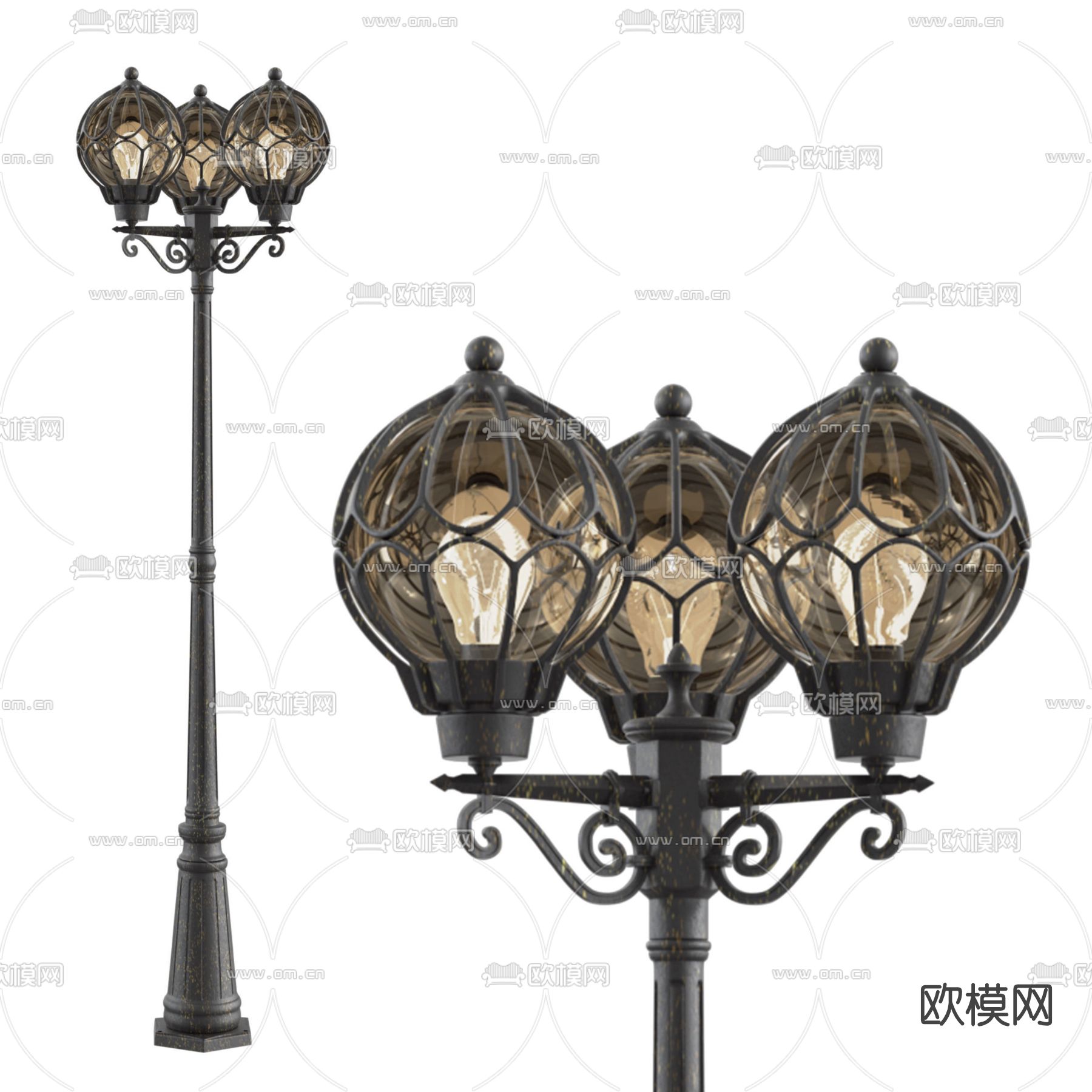 简欧户外落地灯免费3d模型下载